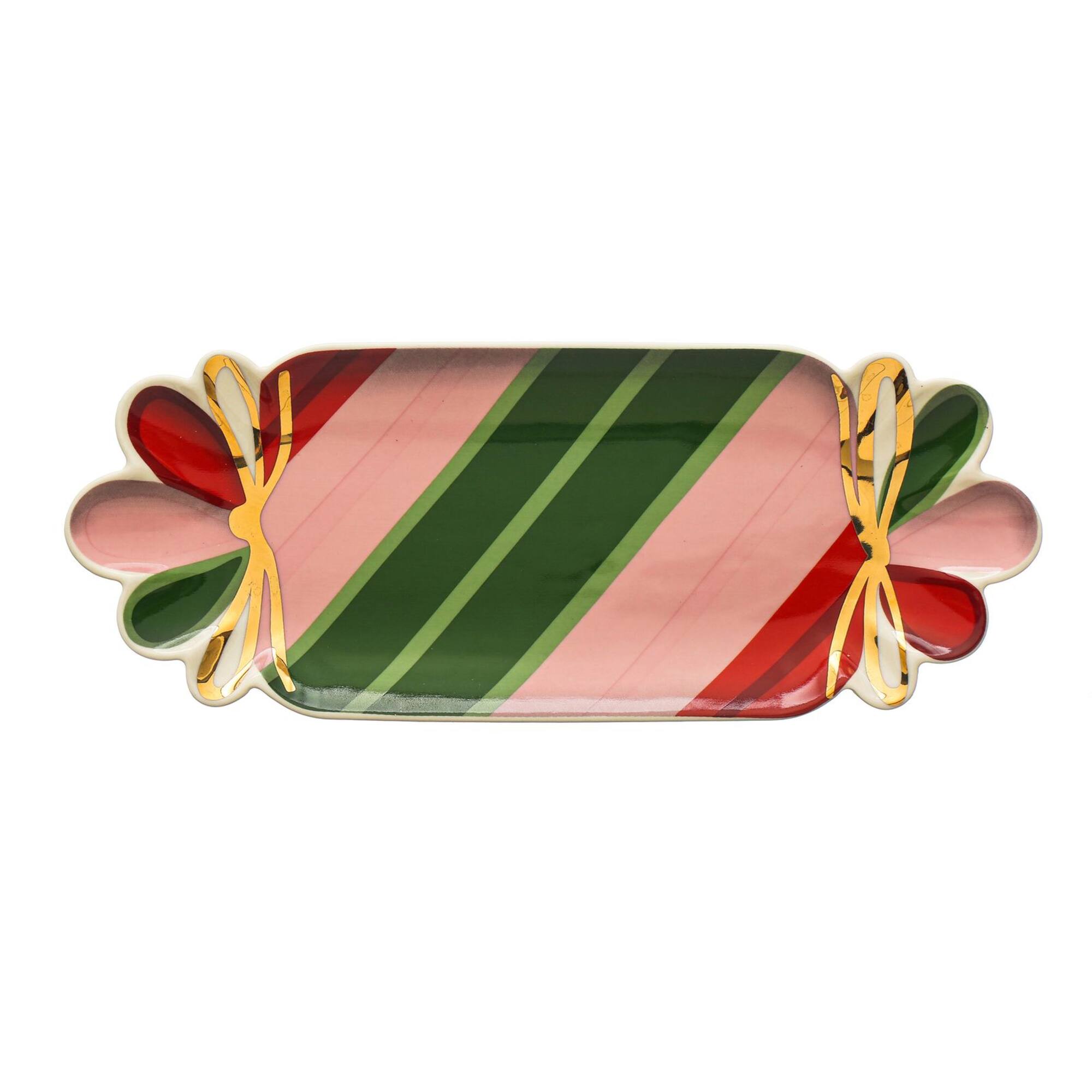 Hello Honey® Multicolor Stoneware Candy Shaped Plate with Gold Electroplating